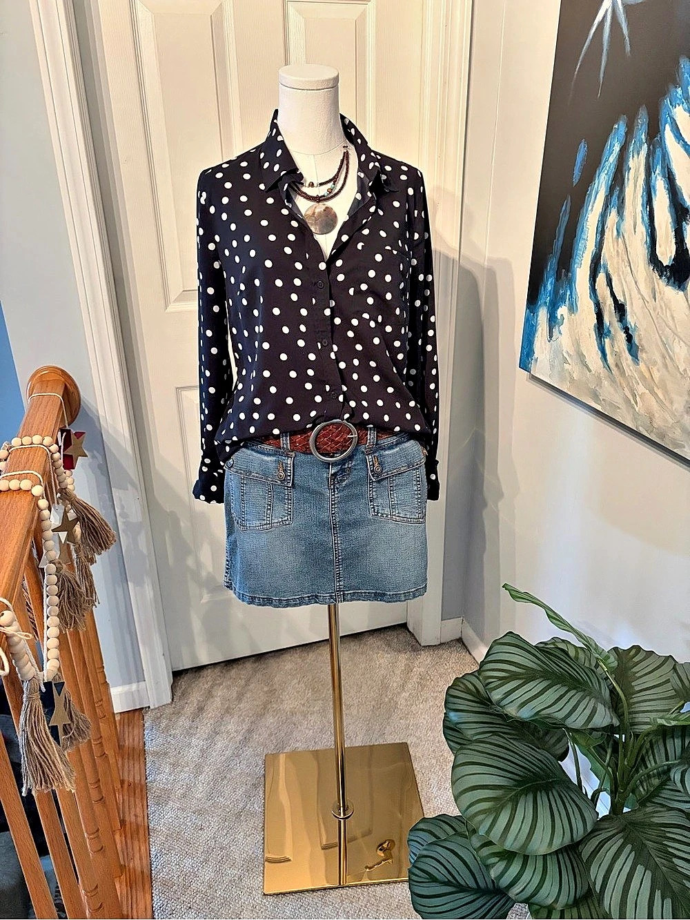 Merona Polka Dot Button Down in Black & White Medium